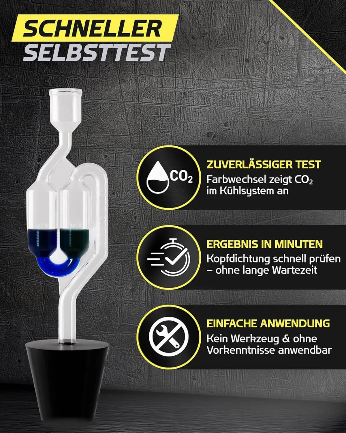 TESTCHEM CO₂-Kopfdichtung Testkit – Kühlsystem-Abgastest für bis zu 50 Tests - Afbeelding 2