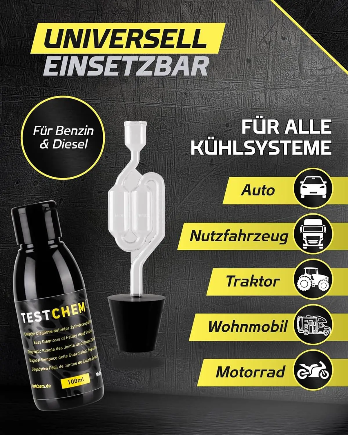 TESTCHEM CO₂-Kopfdichtung Testkit – Kühlsystem-Abgastest für bis zu 50 Tests - Afbeelding 4